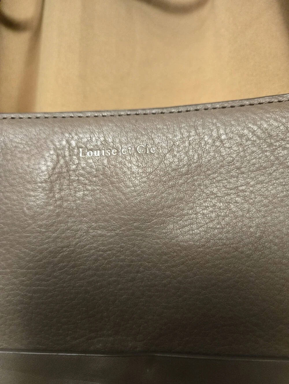 Louise Et Cie Leather Handbag Shoulder Laptop Taupe Bag 100% Genuine Leather